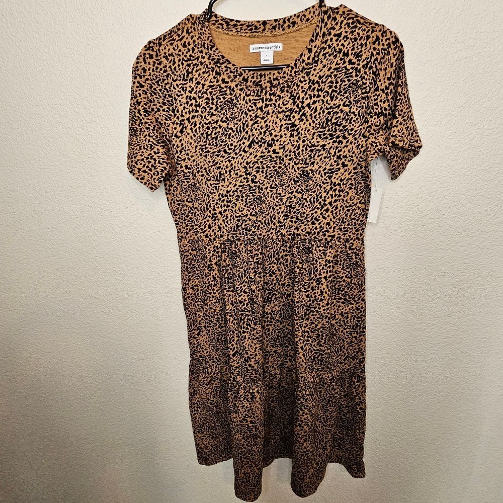 Amazon Women's Dress Small Animal Print Cotton Short Sleeve Dress - Picture 2 of 4